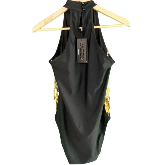NWT Jaded London AS IS Black Sequin Fringe Sleeveless Bodysuit - Picture 2 of 13